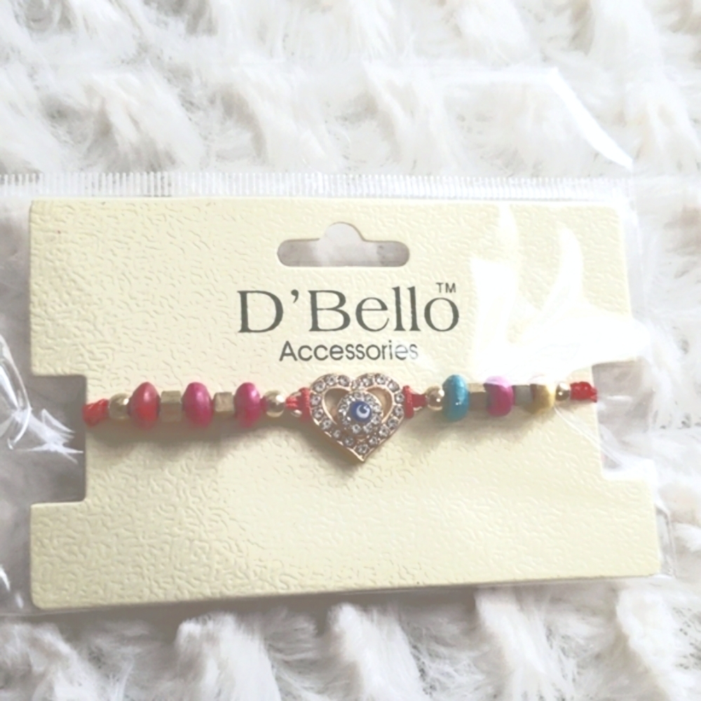 New D'Bello EVil Eye heart bracelet adjustable